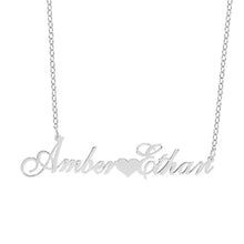Load image into Gallery viewer, Couple's name necklace with heart