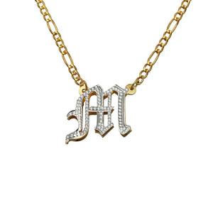 Double plated gothic initial necklace